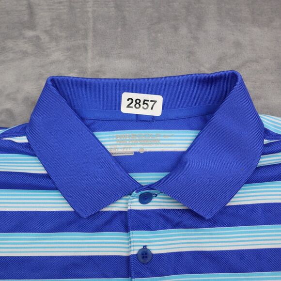 Nike Golf Polo Shirt Men XL Extra Blue Striped Casual Dri Fit Golfer Stretch Cam - Picture 6 of 16